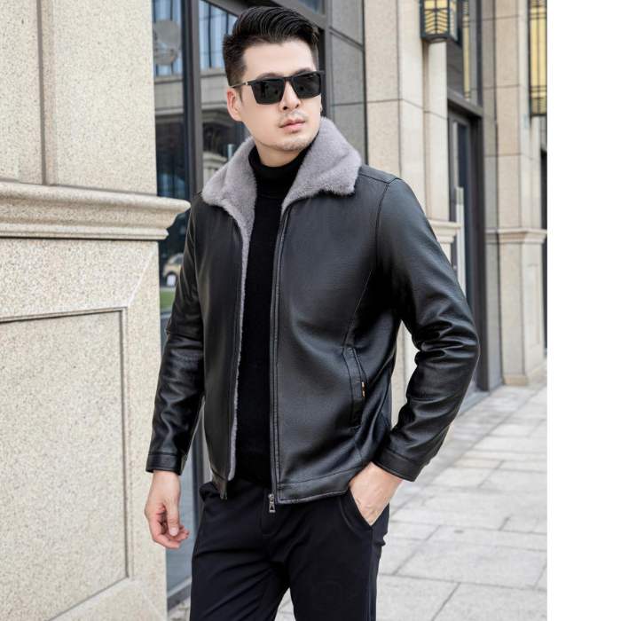 Men’s Casual Leather Jacket  Velvet Fur Lining & Collar, Heyang Industrial Co., Ltd