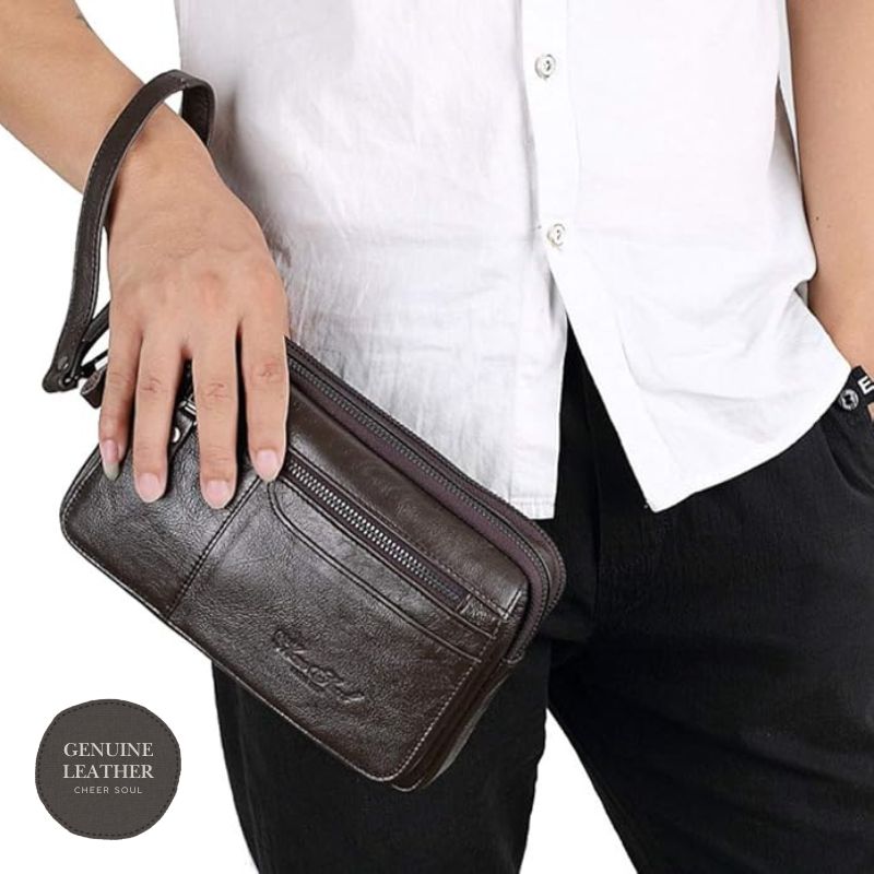 Men’s Genuine Leather Clutch Wallet – Wristlet Organizer Bag, BuckyDrop