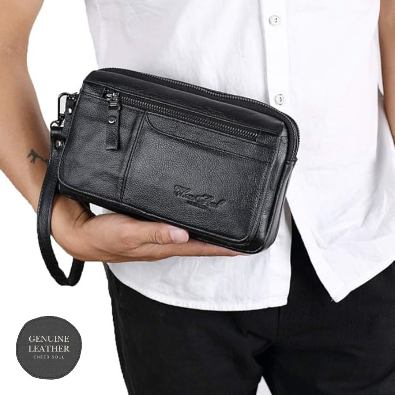 Men’s Genuine Leather Clutch Wallet – Wristlet Organizer Bag, BuckyDrop