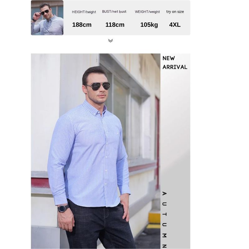 Men’s Striped Button-Down Shirt | Plus Sizes to 10XL, Yiwu Cujia Trade Co., Ltd
