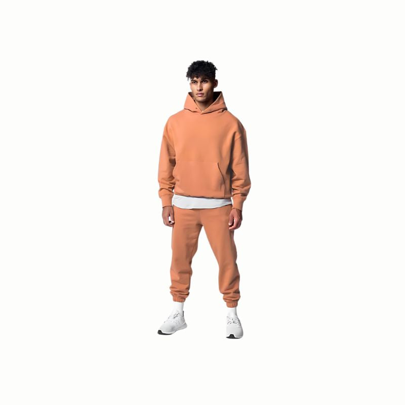 Men's Two-piece  Orange Hoodie and Sweatpant Set