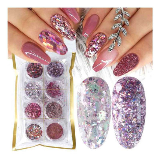 Nail Art Mix Glitter Box  Powder Flakes Set - A.A.Y FASHION