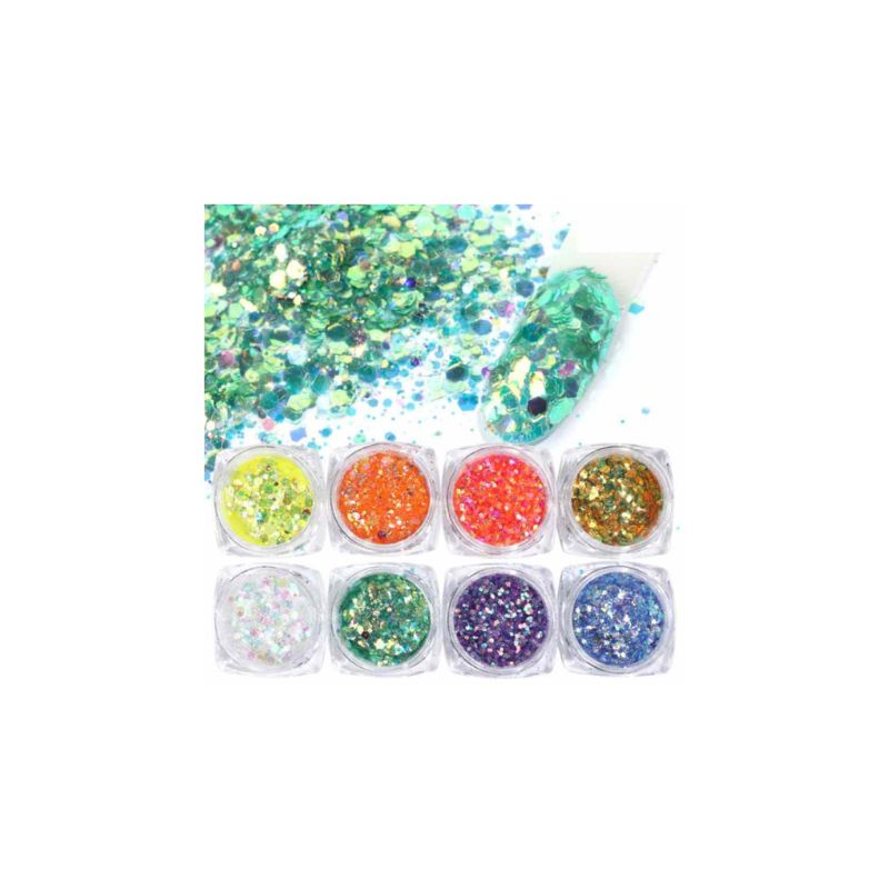 Nail Art Mix Glitter Box  Powder Flakes Set - A.A.Y FASHION
