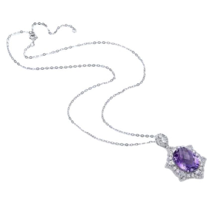 Natural Amethyst Necklace 925 Sterling Silver - A.A.Y FASHION