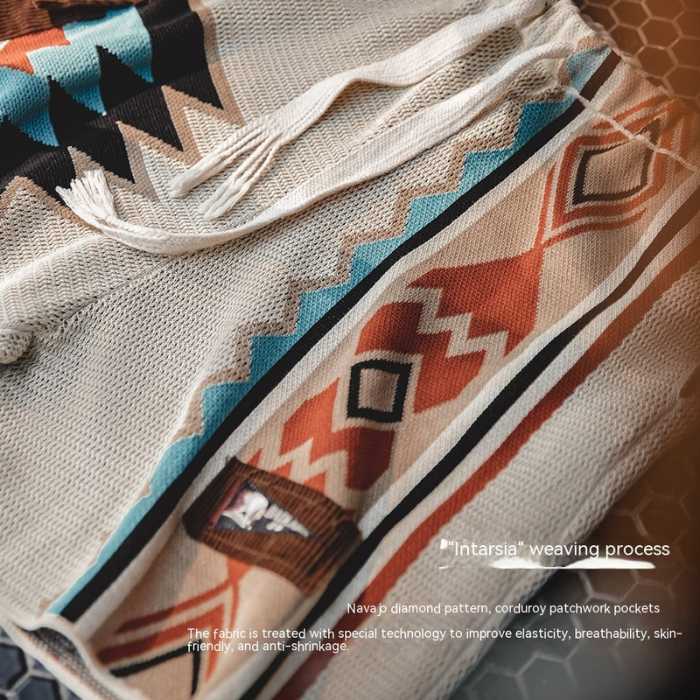 AAY - Navajo gebreide shorts met contrasterende kleuren strandshorts