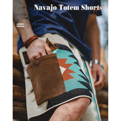 Navajo Knitted Shorts Contrast Color Men Beach Shorts - A.A.Y FASHION