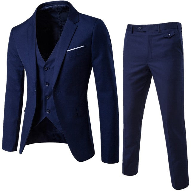 Men's Slim-Fit 3-Piece Wedding Business Suit - 6 Color Options - A.A.Y FASHION