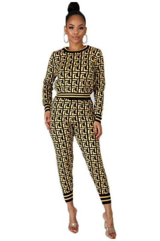 New Letter Women's Casual Fashion Women's Long-sleeved Two-piece Suit
