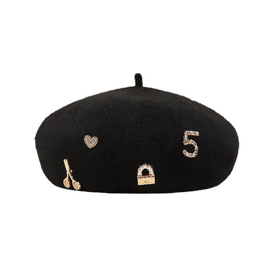 Women's French Beret Hat With Golden Pins - A.A.Y FASHION
