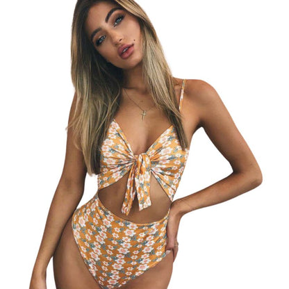 One-Piece Cut Out Floral Print Swimsuit Yiwu Cujia Trade Co., Ltd