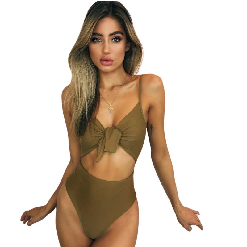 One-piece Cut Out Swimsuit Solid Color Yiwu Cujia Trade Co., Ltd