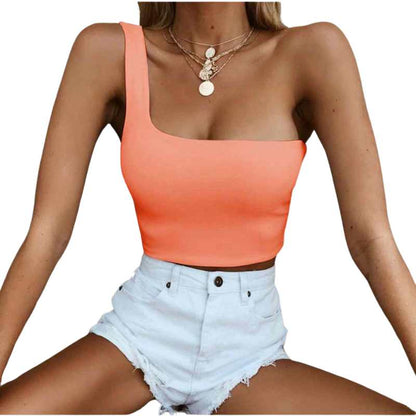 One Shoulder Crop Top for Women - Solid Colors - A.A.Y FASHION 