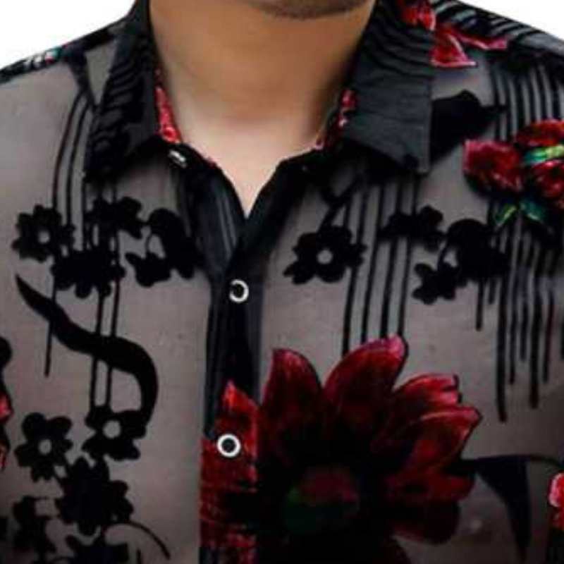 Silk Transparent Floral Party Shirt Men - A.A.Y FASHION