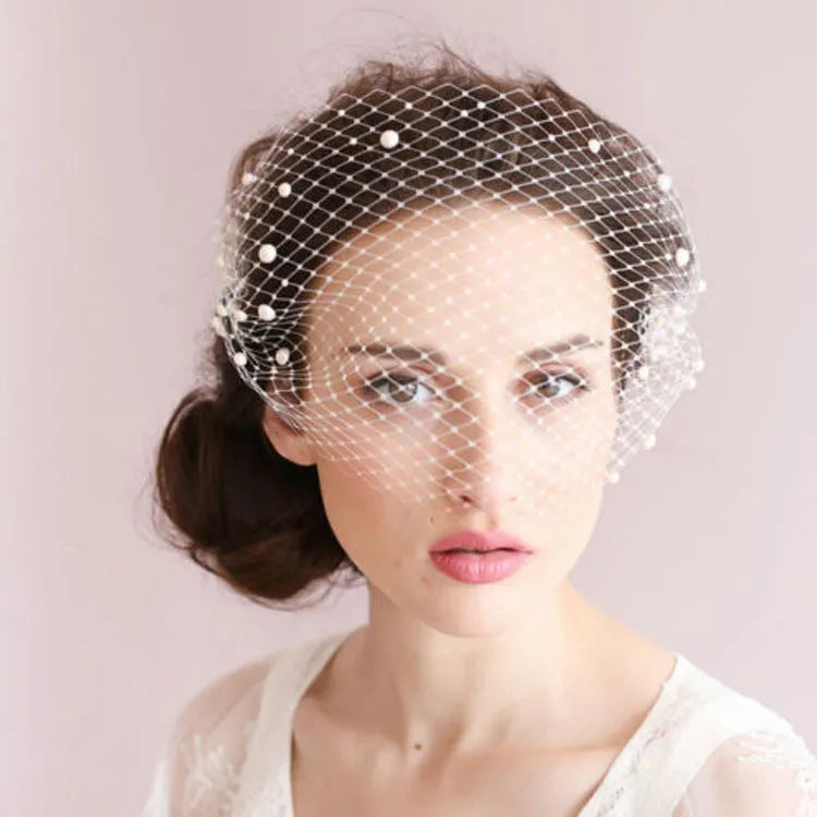 Pearl Birdcage Hair Comb Veil – Short Wedding Veil