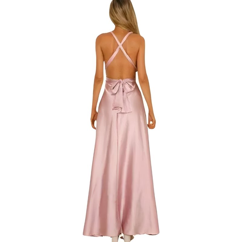 Pink Satin Maxi Dress  - A.A.Y FASHION