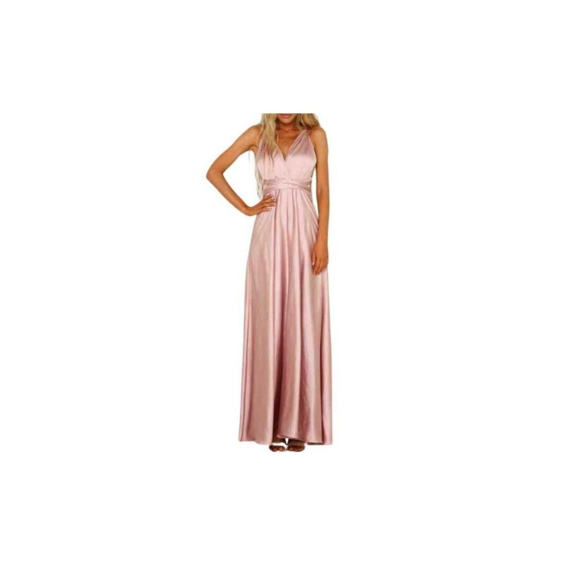 Pink Satin Maxi Dress  - A.A.Y FASHION