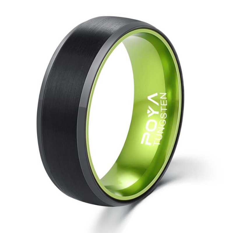 Promise Ring in Black Tungsten Steel Shell With Green - A.A.Y FASHION