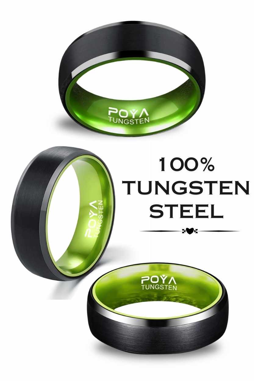 Promise Ring Black in Tungsten Steel Shell With Green - A.A.Y FASHION