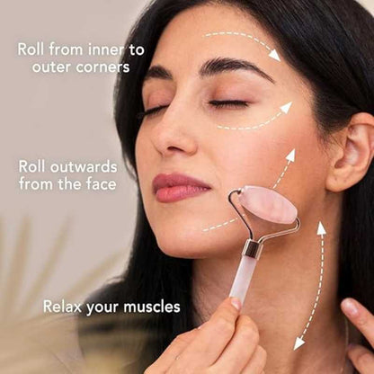 Rose Quartz Facial Roller Massage Tool, Bucky Drop