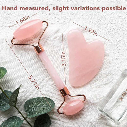 Rose Quartz Facial Roller Massage Tool, Bucky Drop