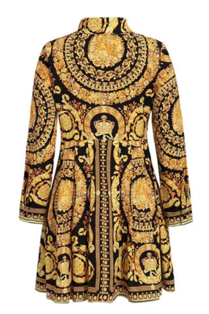 Satin Dress Gold Baroque Cardigan - A.A.Y FASHION
