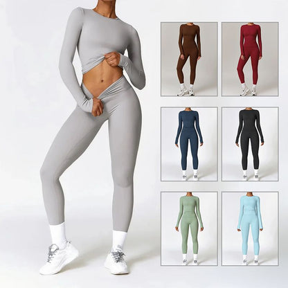 Seamless Tracksuit for Women - Long Sleeve + High-Waist Leggings Yiwu Cujia Trade Co., Ltd
