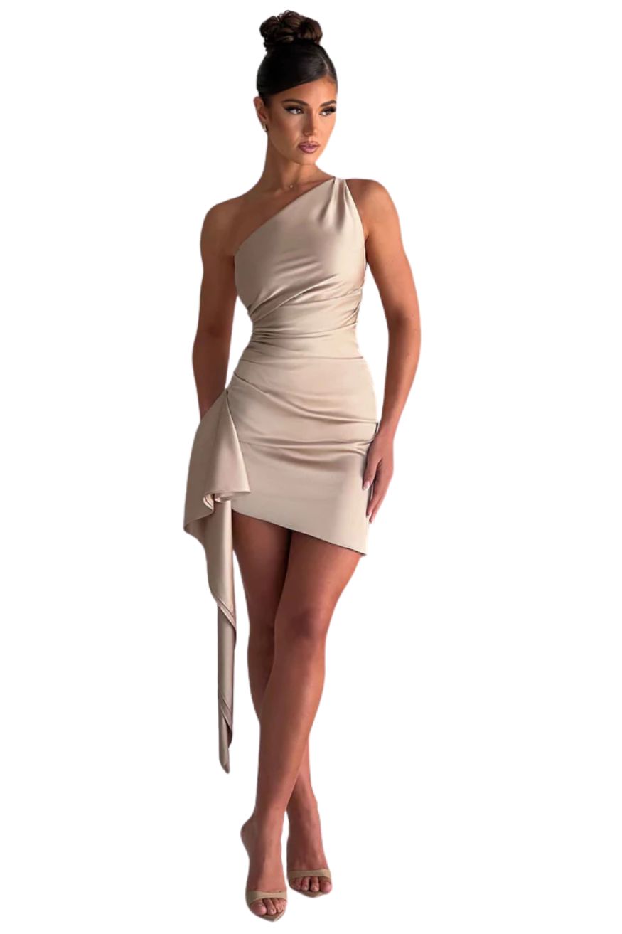 Short Satin One-Shoulder Party Dress Yiwu Cujia Trade Co., Ltd