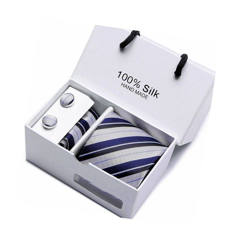 Silk Tie Gift Box Set Scarf Tie Cufflinks -  A.A.Y FASHION