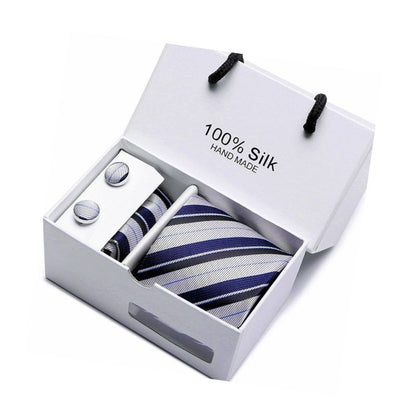 Silk Tie Gift Box Set Scarf Tie Cufflinks -  A.A.Y FASHION