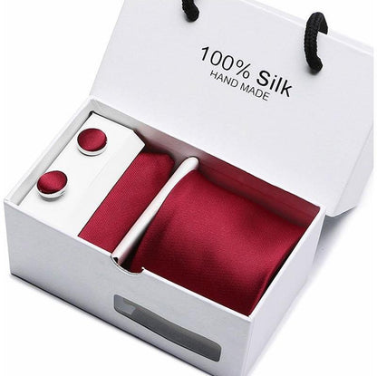 Silk Tie Gift Box Set 5 - Men - Fashion Business Formal Wear Ties - Square Scarf, Cufflinks - Giftbox - Fashion Accesories