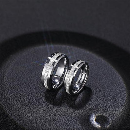 Silver Tungsten Ring with Diamond Inlay, Yiwu Cujia Trade Co., Ltd