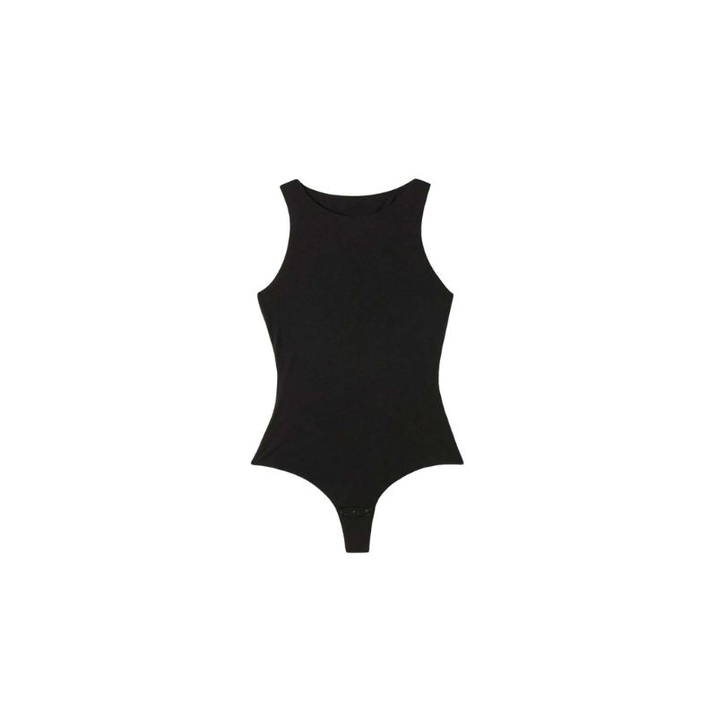 Black round neck sleeveless bodysuit - A.A.Y FASHION