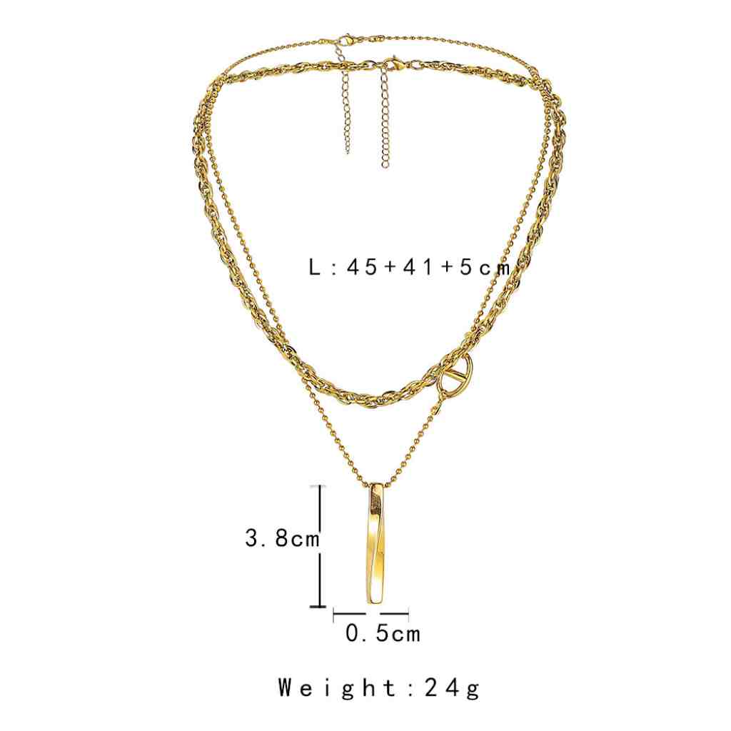 Women's Gold Double-layer Chain Titanium Steel Pendant Necklace - A.A.Y FASHION