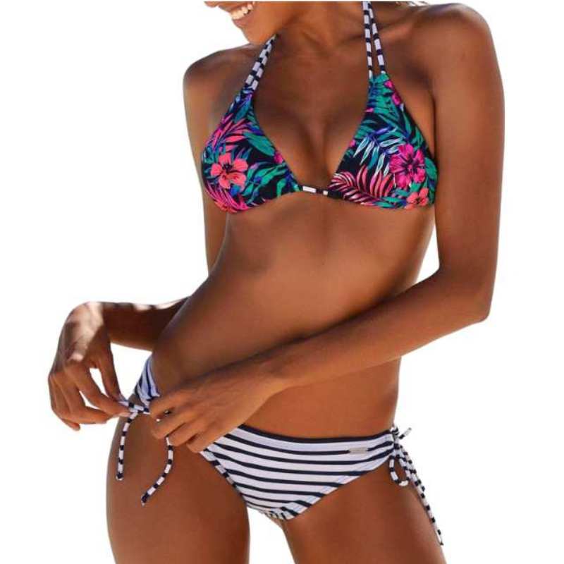 Strap Bikini Halter Top Floral Print Swimsuit - A.A.Y FASHION