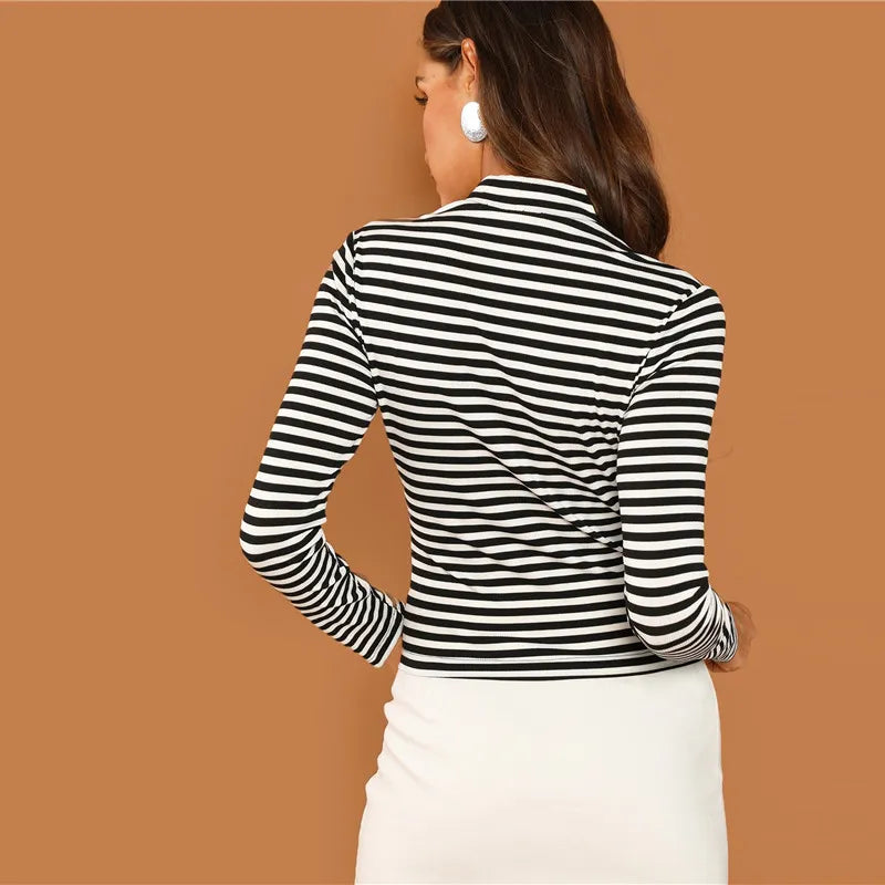 Striped Long Sleeve Turtleneck Top, Yiwu Cujia Trade Co., Ltd