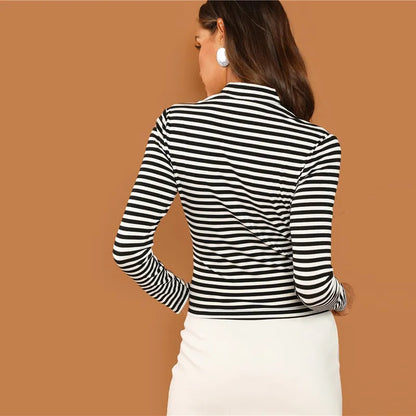 Striped Long Sleeve Turtleneck Top, Yiwu Cujia Trade Co., Ltd