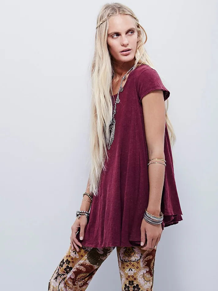 Swing Top Women Short Sleeve  Tunic Blouse, Yiwu Cujia Trade Co., Ltd