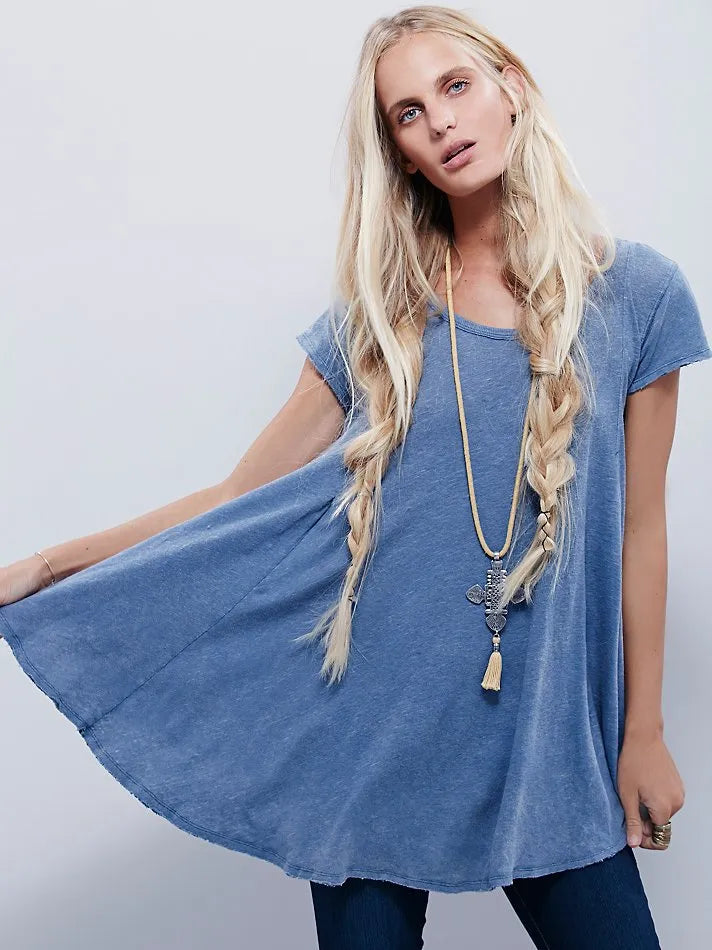 Swing Top Women Short Sleeve  Tunic Blouse, Yiwu Cujia Trade Co., Ltd