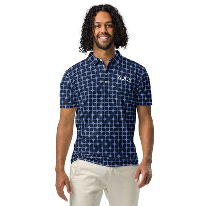 The A.A.Y Slim Fit Polo for Men Navy Print Printful