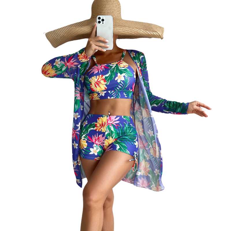 Three-piece Top Shorts Cardigan Swimsuit Set, Yiwu Cujia Trade Co., Ltd