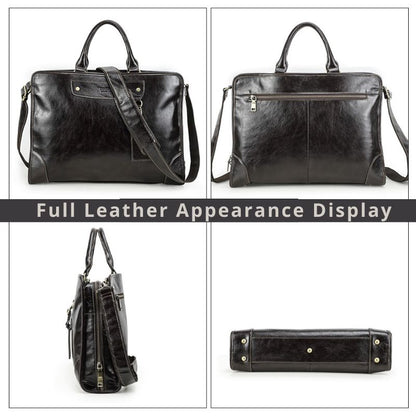Top‑Grain Leather Laptop Briefcase, BuckyDrop