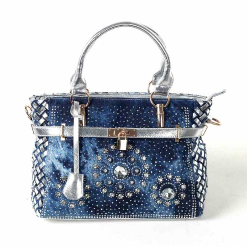 Bolso bandolera vaquero Toyella con incrustaciones de diamantes
