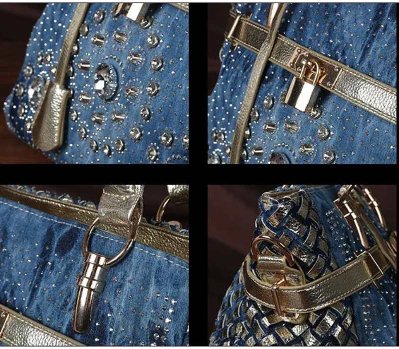 Toyella Diamond-studded Denim Messenger Bag, Yiwu Cujia Trade Co., Ltd