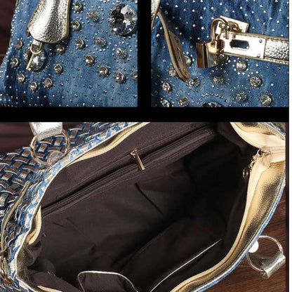 Bolso bandolera vaquero Toyella con incrustaciones de diamantes