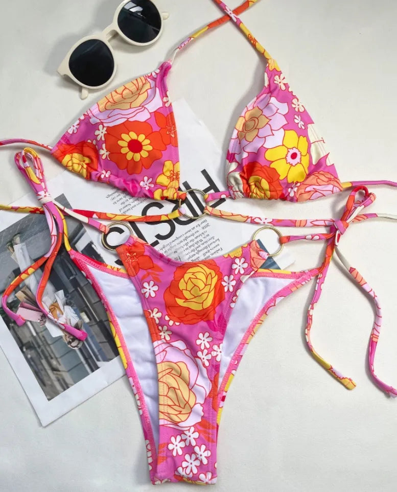 Triangle Bikini Set Floral-print, Yiwu Cujia Trade Co., Ltd
