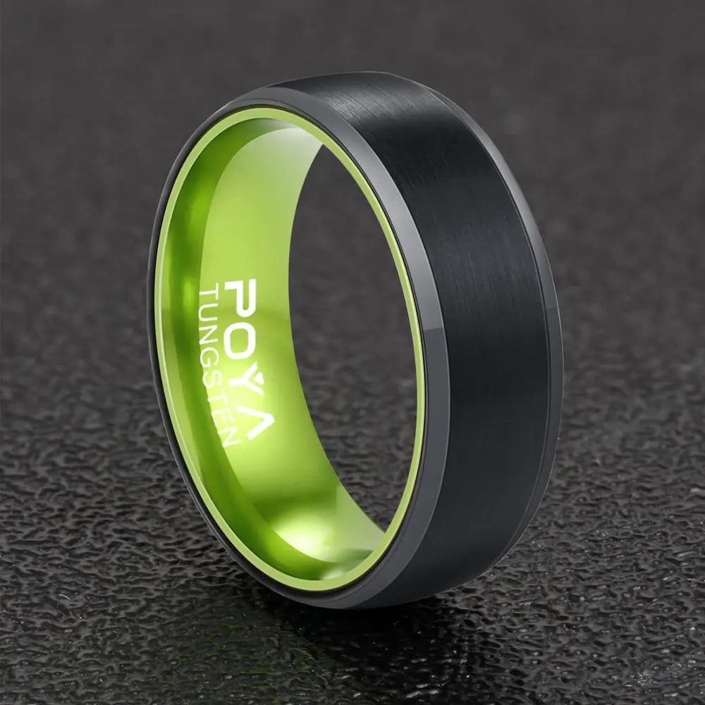 Tungsten Steel Ring – Black with Green Detail, Yiwu Cujia Trade Co., Ltd