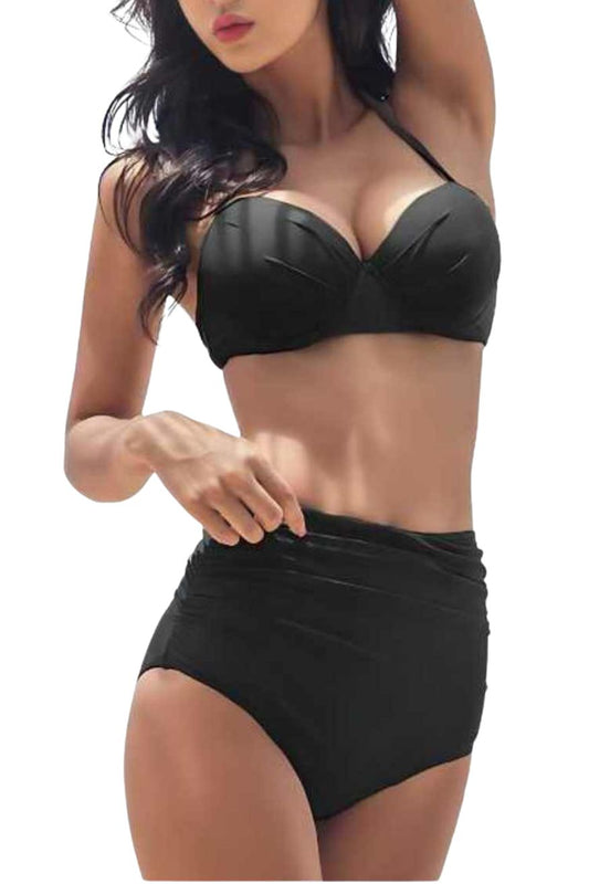 Two-Piece Black Bikini – High-Waist Bottom & Full Cup Top, Yiwu Cujia Trade Co., Ltd