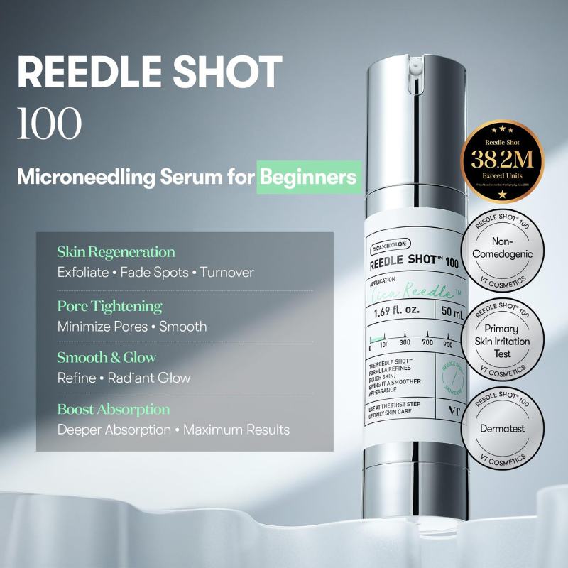 VT COSMETICS CICA Reedle Shot 100  Spicule - Microneedling Serum, Bucky Drop