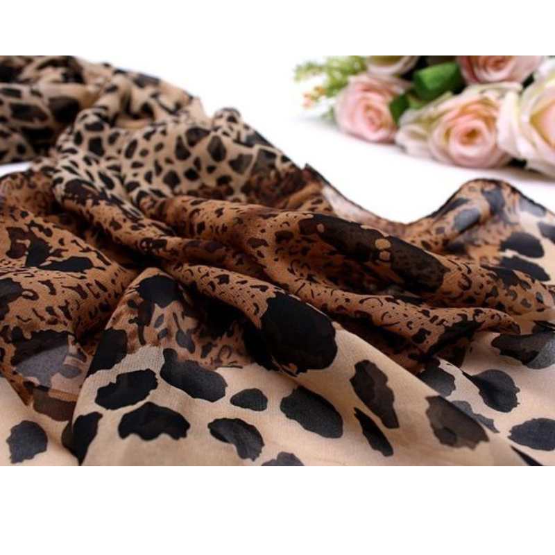 Velvet Chiffon Leopard Shawl Scarf Wrap - A.A.Y FASHION