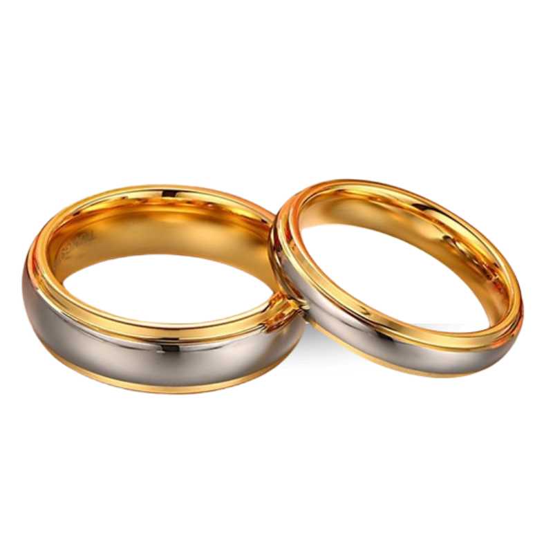 Wedding Rings Tungsten 2 Tone Couple Rings at A.A.Y FASHION